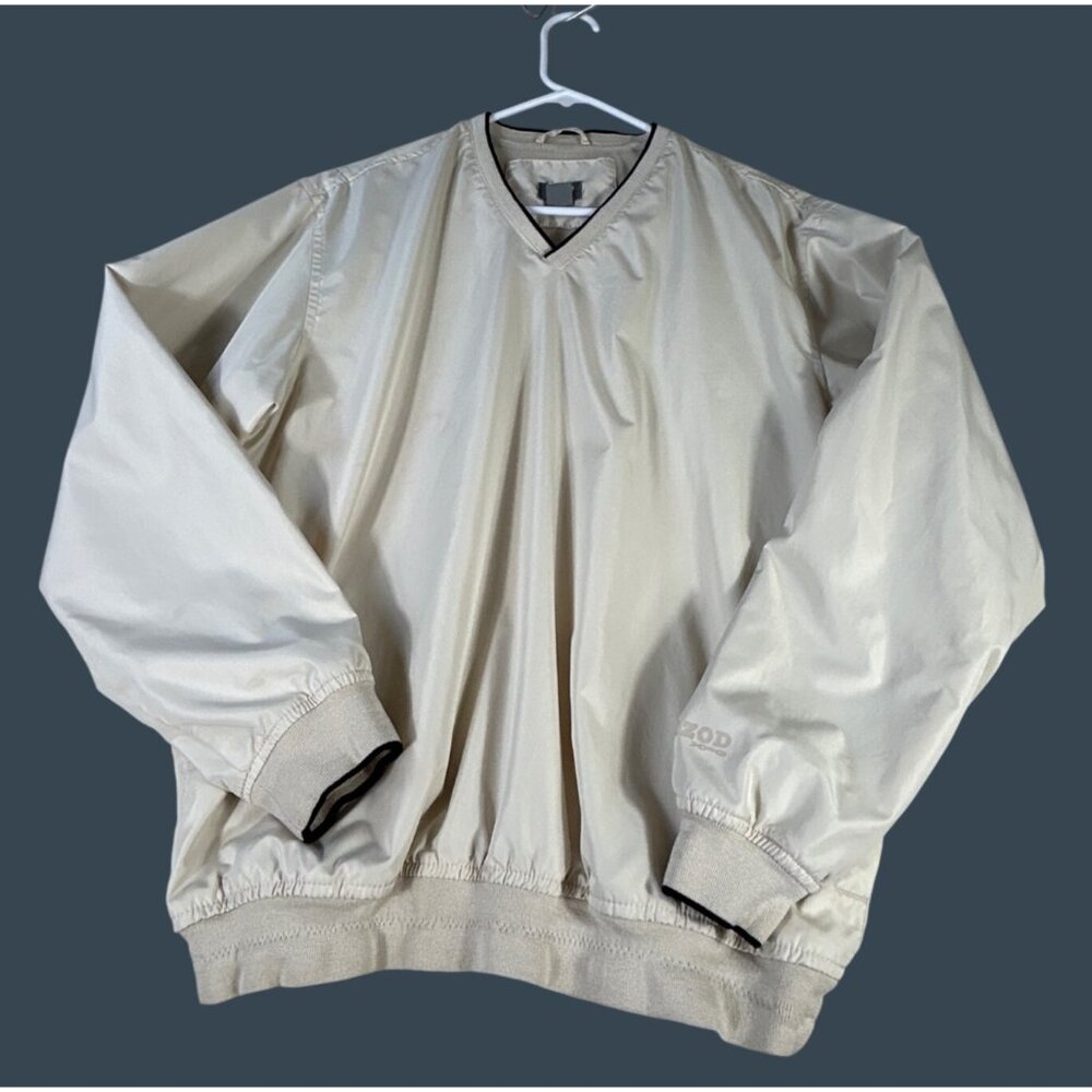 Izod Golf Beige Cream Windbreaker Jacket Men's Sz M Lightweight Lined Pullover